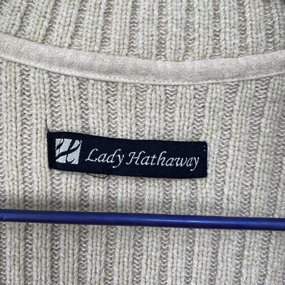 Lady Hathaway Sweater Womens Medium Sherpa  Lined Brown Full Zip Knit Cardigan - Picture 9 of 9